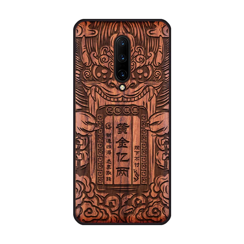 Handmade wood phone case For ONEPLUS 7 PRO cover Natural real Chinese calligraphy s characters Ebony | Мобильные телефоны и
