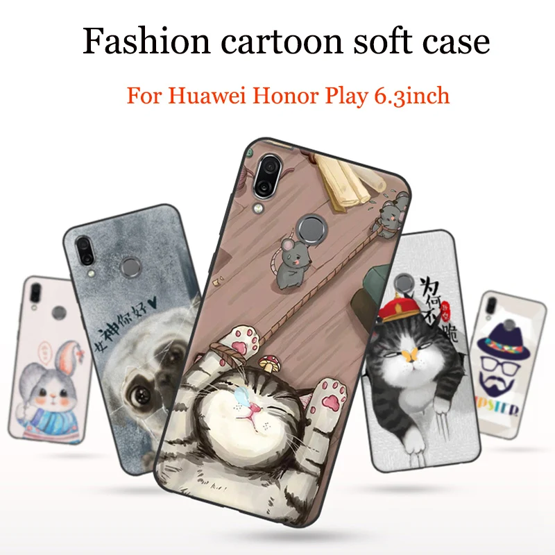 Чехол для Huawei Honor Play Purecolor с милым мультяшным рисунком мягкий чехол HonorPlay COR-AL00