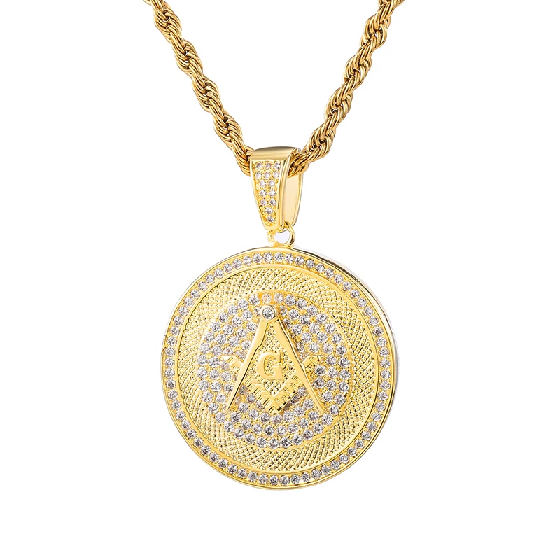 Хип-хоп Bling Iced Out AAA CZ камень проложенные Стразы масонские циркониевые подвески и
