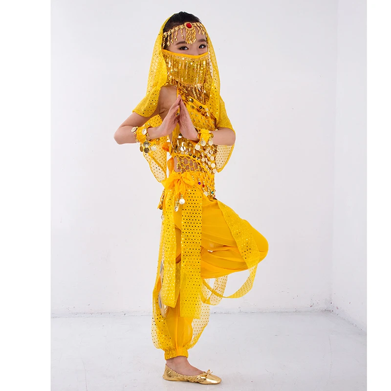 Детский костюм для танца живота одежда выступления на сцене в болливуде девочек