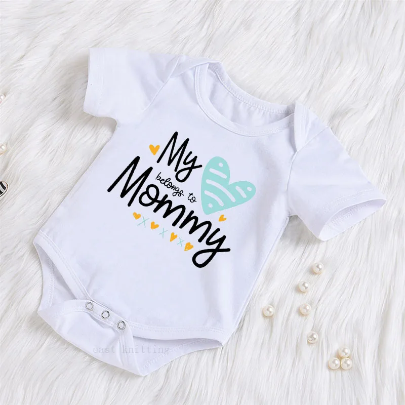 

DERMSPE Summer Newborn Baby Boys Girls Cotton Short Sleeve Letter Print Romper Comfortable Baby Jumpsuits Clothes White