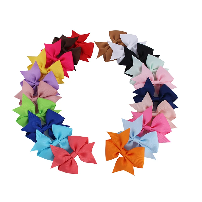 

20pcs 3.5Inch High Quality Hairpins Boutique Solid Color Alligator Clip Girl Clip Grosgrain Ribbon Bowknot Hair Accessories
