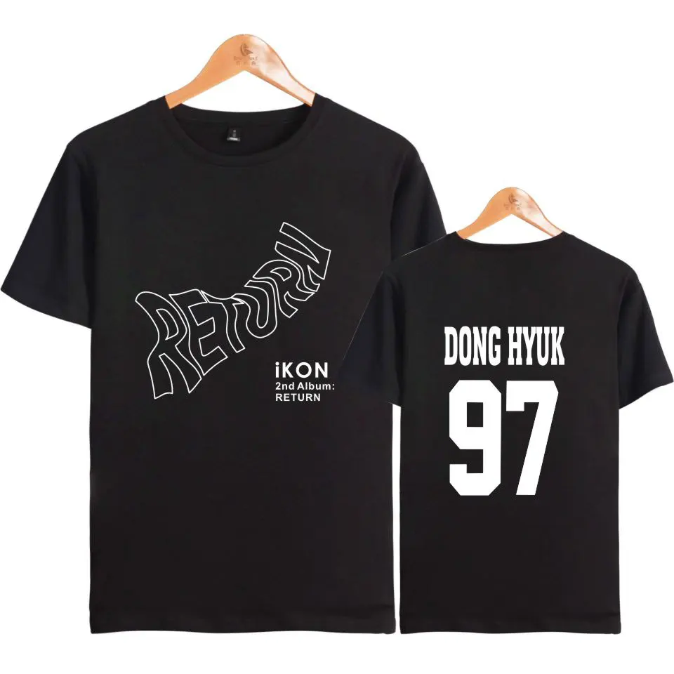 IKON 2nd Album Return member name printed tshirt crewneck short sleeve t shirt kpop summer t-shirt for fans tops t shirts