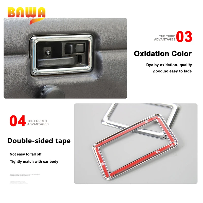 

BAWA Interior Mouldings for Jeep Wrangler TJ 1997-2006 ABS Car Interior Door Handle Decoration Cover Sickers Frame