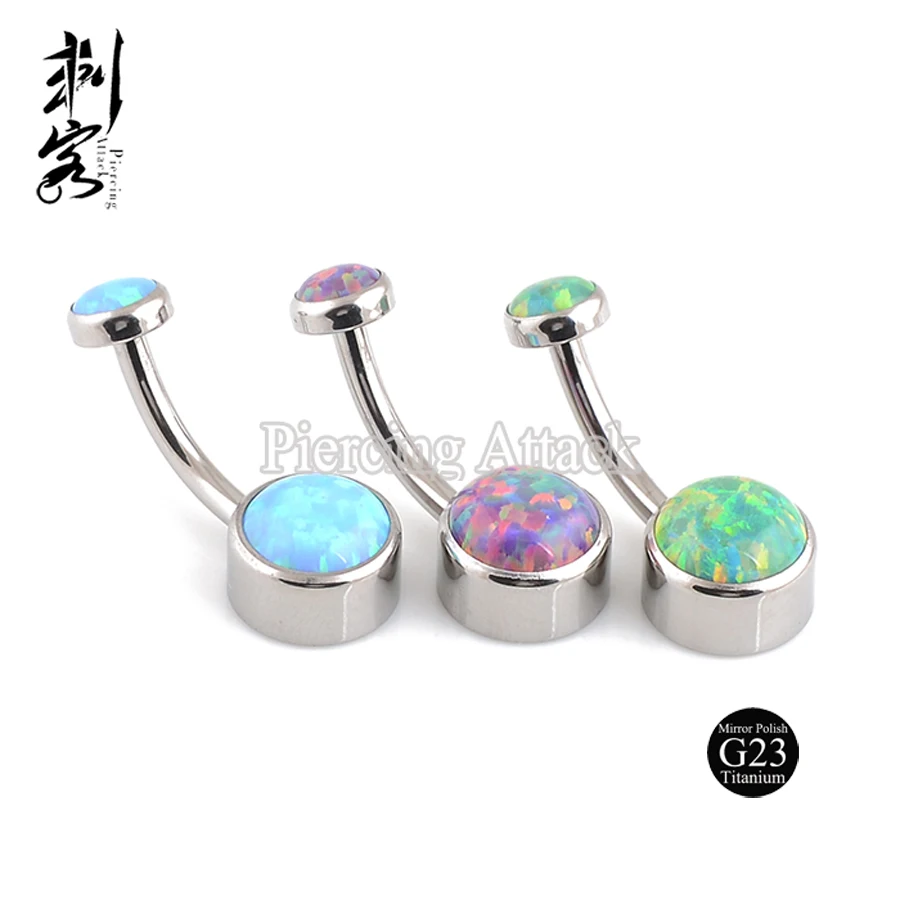 2019 новый тип 14g титановая внутренняя нить опал драгоценный камень кольцо для