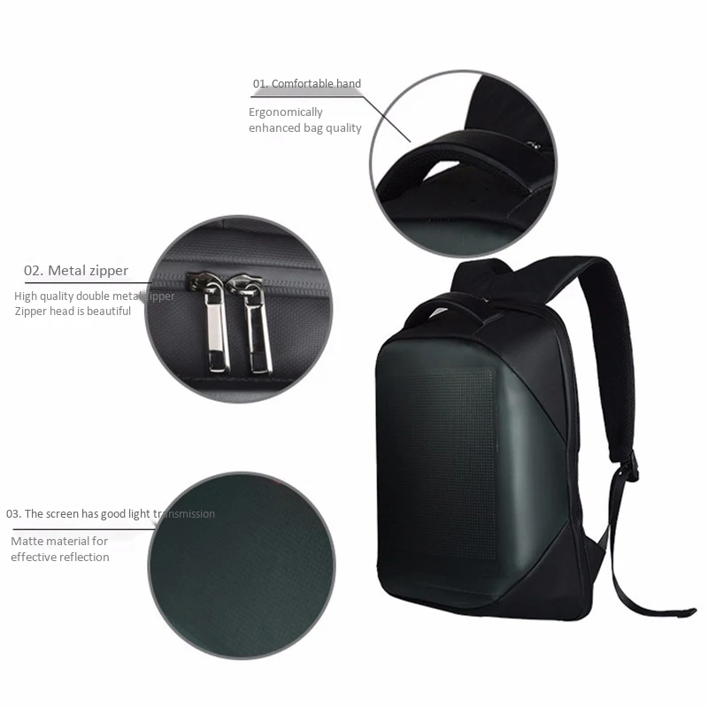 Dc 5V Led динамический дисплей рюкзак Wifi ноутбук управление 22L школьная сумка