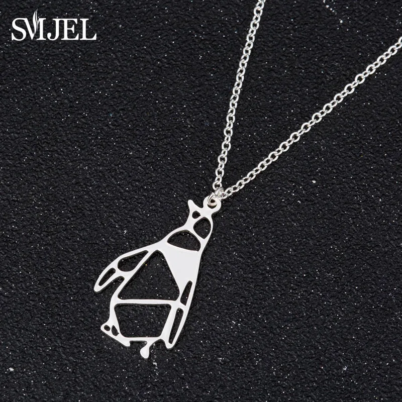 SMJEL Lucky Arctic оригами Пингвин ожерелье Женская модная Геометрическая Очаровательная подвеска с животными аксессуары животные подарки для любимых
