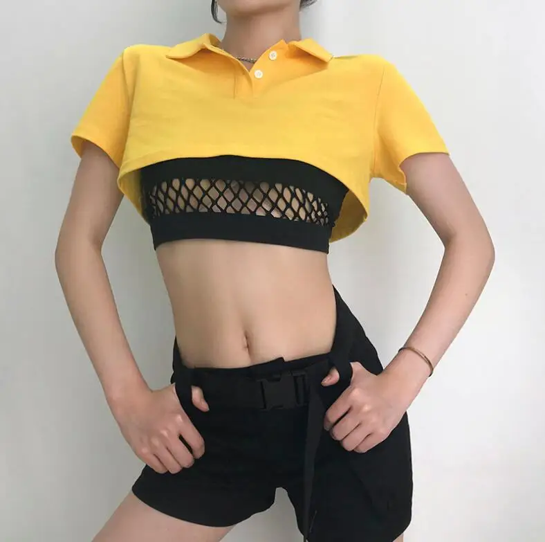 Летняя женская уличная футболка с отложным воротником|Футболки| |