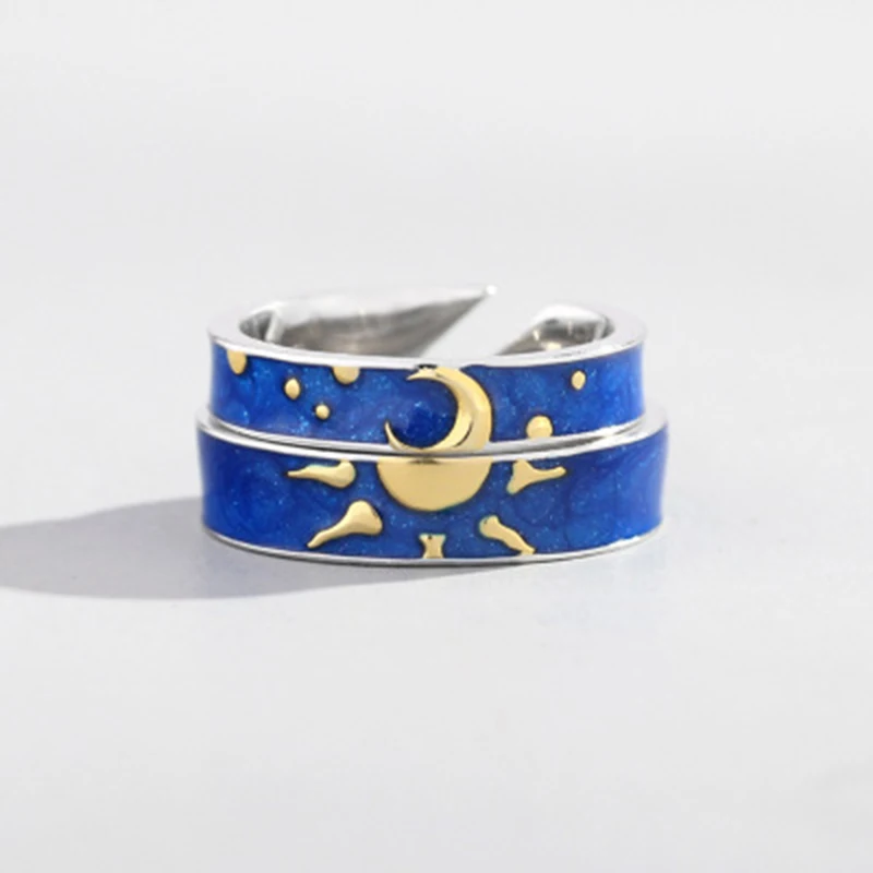 Qevila, настоящее 925 пробы, серебряные кольца, Луна и солнце, кольцо для влюбленных женщин, пара, обручальные, уникальные ювелирные Кольца Подарочные, женские, Boho