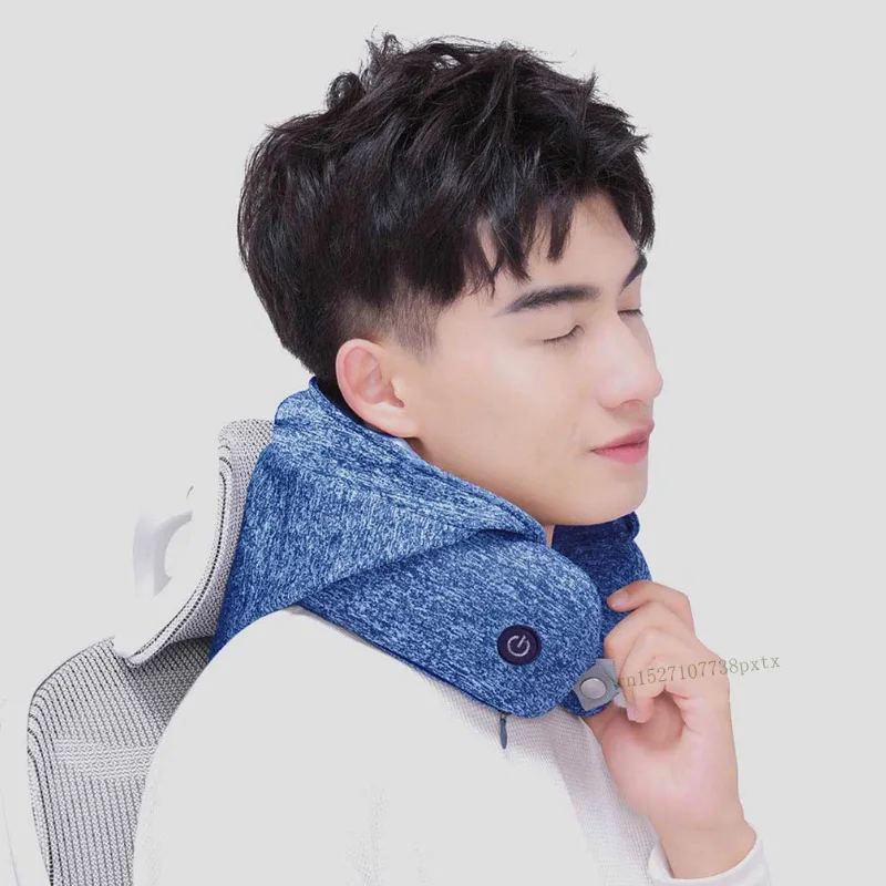 Dark-blue Новинка, Xiaomi Mijia, Классическая u-образная подушка для шеи с капюшоном, маска для глаз, для путешествий, офиса, самолета, подушка для головы, с сумкой для хранения - Цвет: Dark-blue