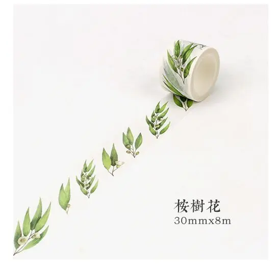 Green plant leaves Свежий романтическое платье с цветочным узором и птица образец лента для декорации Washi DIY наклейки для дневника Скрапбукинг Стикеры этикетки клейкая лента - Цвет: Green plant leaves
