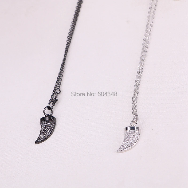 

20 Strands Zyunz Micro pave cz clear cubic zirconia women copper horn charms pendant necklace