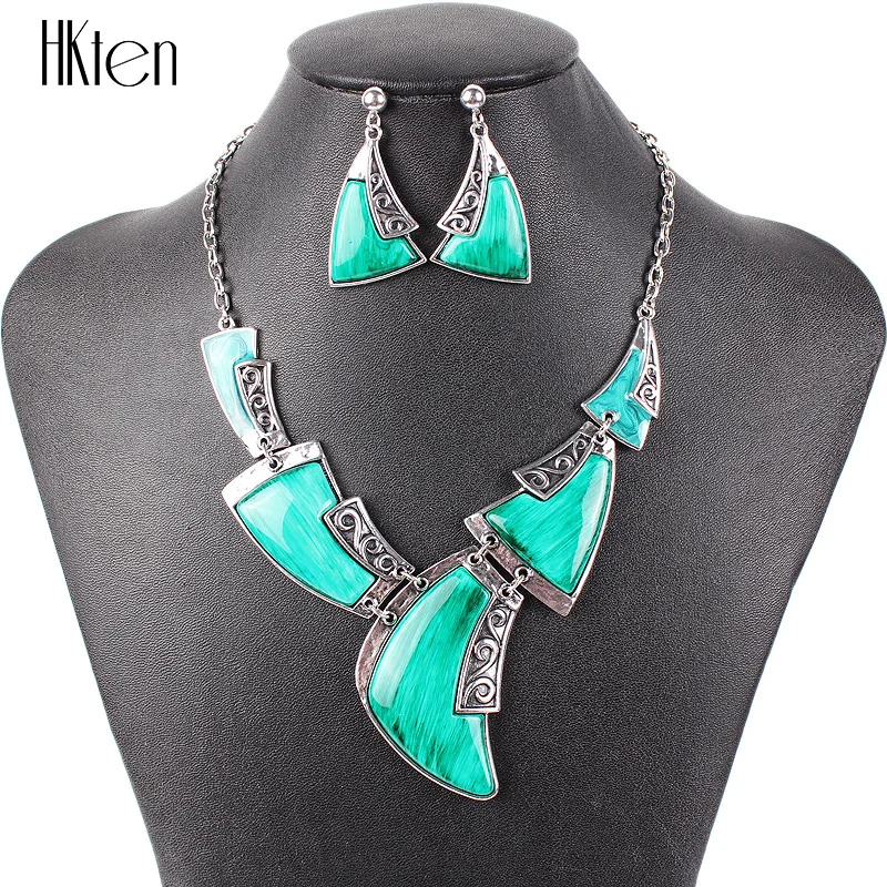 MS20708 модный брендовый комплект ювелирных изделий античное посеребренное красное