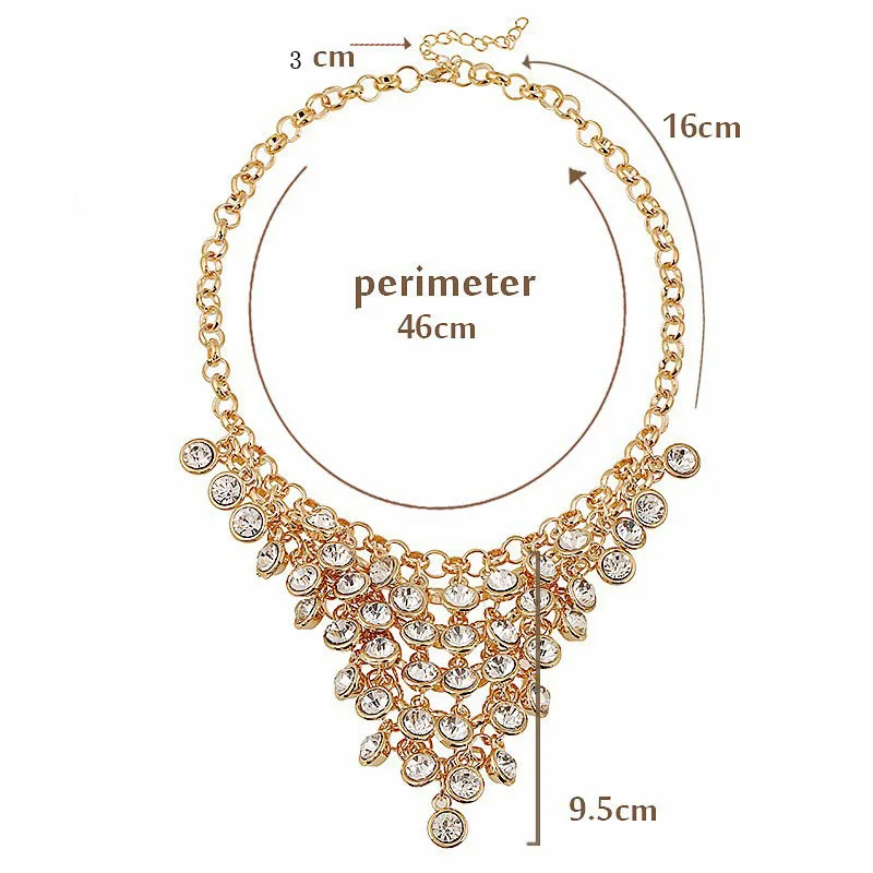 

Women Trendy Multi Layer Crystal Tassels Choker Bib Statement Necklace Jewelry 3 Colors Choose