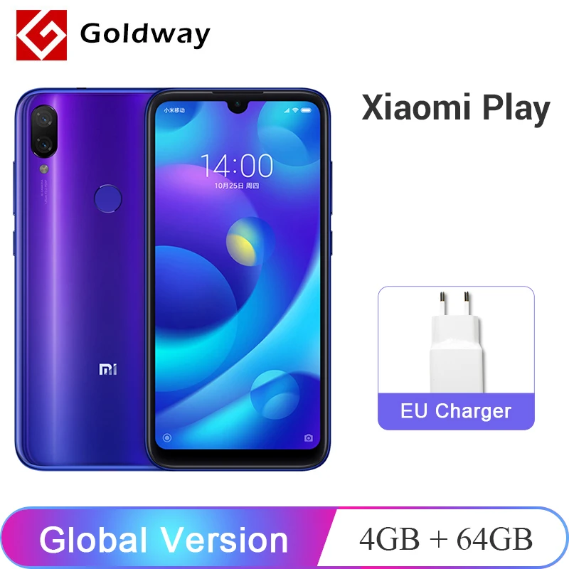 В наличии глобальная версия Xiao mi Play 4 Гб 64 мобильный телефон MTK Helio P35 Octa Core 12MP