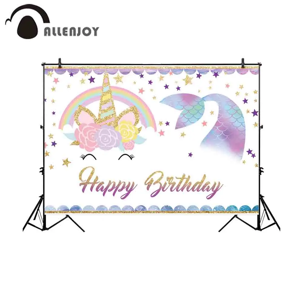 Allenjoy фон для фотосъемки с изображением единорога русалки Мерцающие Звезды
