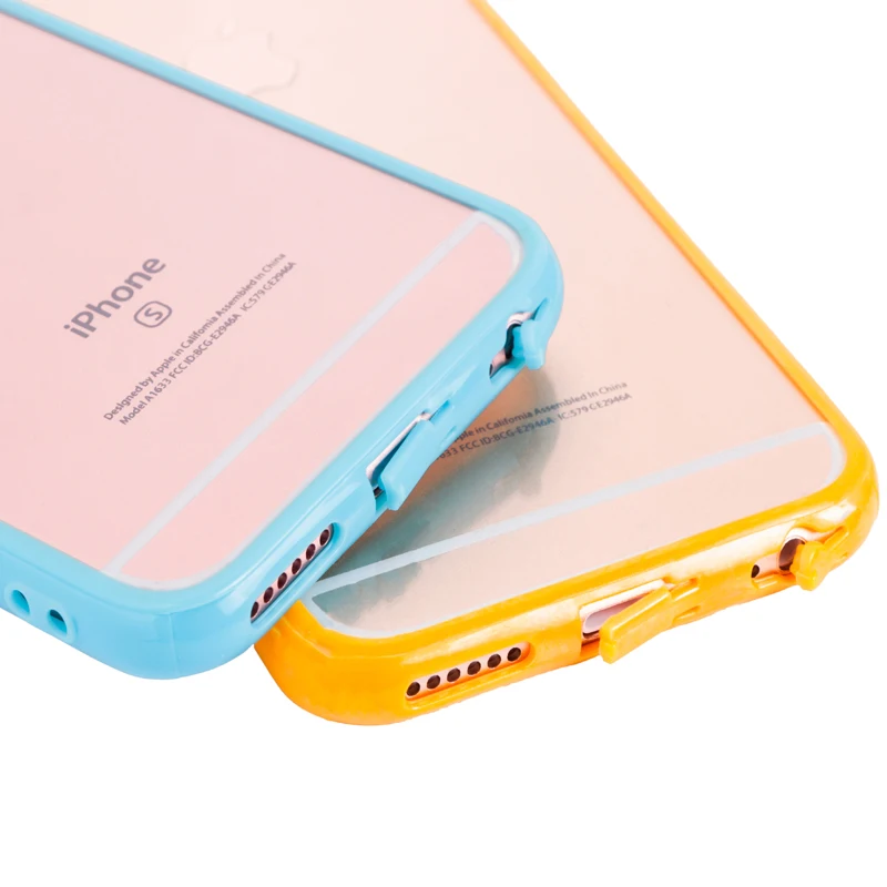 Candy Colors Soft TPU Frame+Transparent PC Back Cover for iPhone 6Plus 6S Plus 5.5'' Phone Case Protective Shell with Dust Plug |