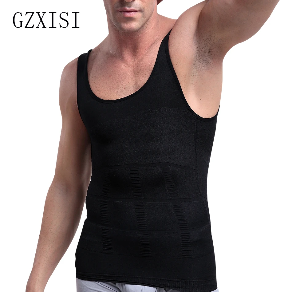 

Men Slim Body Shaper Shirts Belly Fatty Bodybuilding Underwear Vest Corset Compression Slimming Body Shaper Fajas Para Hombre