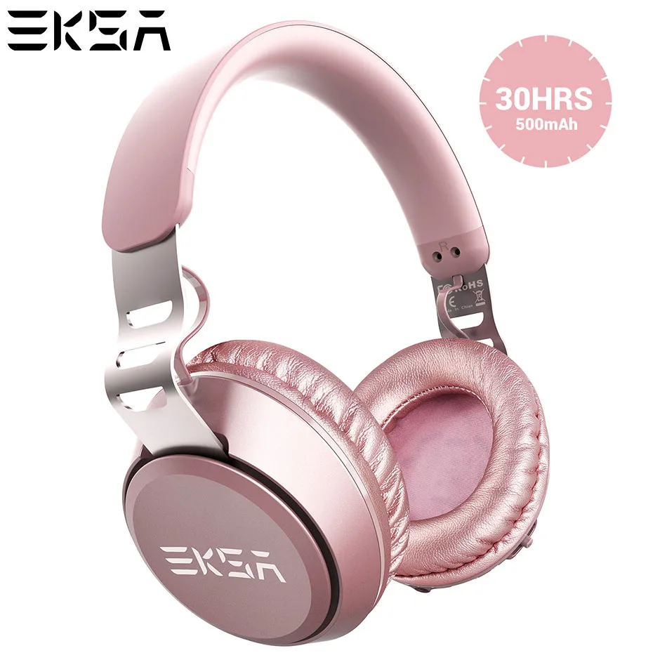 Pink EKSA оригинальные беспроводные наушники CVC 6,0 шумоподавление Гарнитура с 30 H время игры Проводные Bluetooth наушники с микрофоном розовый - Цвет: Pink