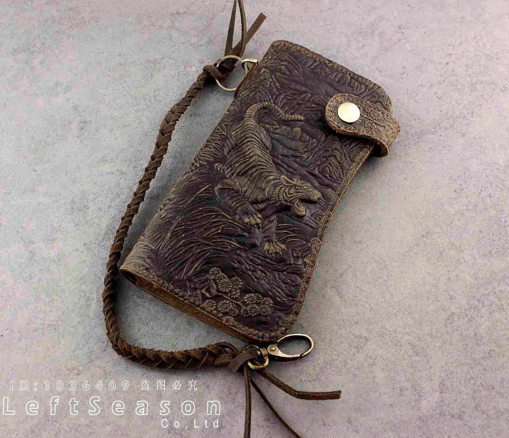 Мужской велосипедный Длинный кошелек двойного сложения с плетеной цепочкой|long