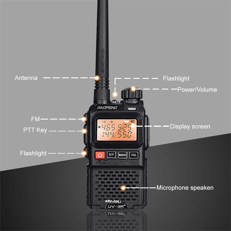 2pcs BaoFeng UV-3R+ Upgrade Version Mini Walkie Talkie Dual Band Dual Display Amateur Radio Amador Ham Two Way Radio Comunicador