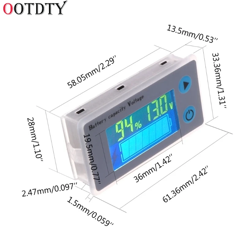 OOTDTY 1 шт. 10-100 в универсальный вольтметр емкости батареи тестер ЖК Автомобильный