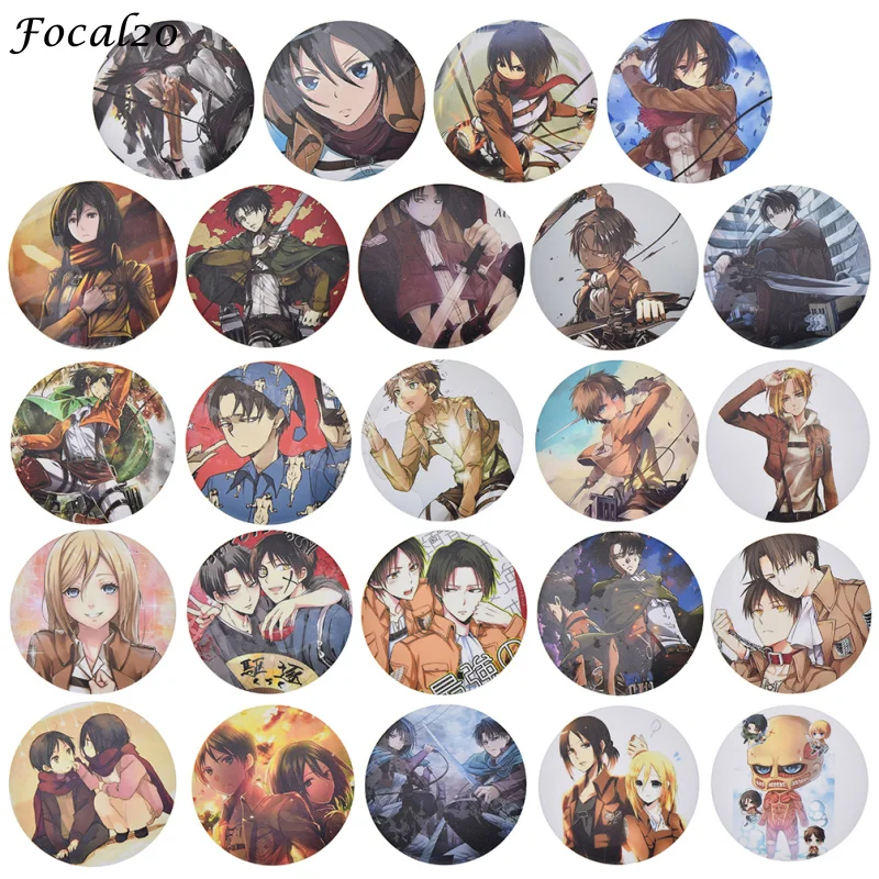 Focal20 Trendy PVC Attack On Titan Badge Cartoon Figure Cute Brooches Fashion Round Brooch Pins Backpack Decoration | Украшения и