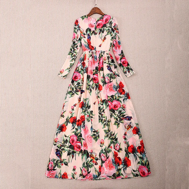 Высококачественное новое дизайнерское платье для женщин с принтом розы, элегантное, с широким разворотом, на праздничный ветер, длинный шарф для пляжа, весна-лето.