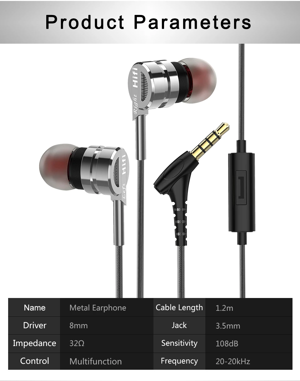 Professional Metal Earphone MK6 Hifi Headset with Microphone Stereo Earbuds for Mobile Phone Samsung Xiaomi fone de ouvido