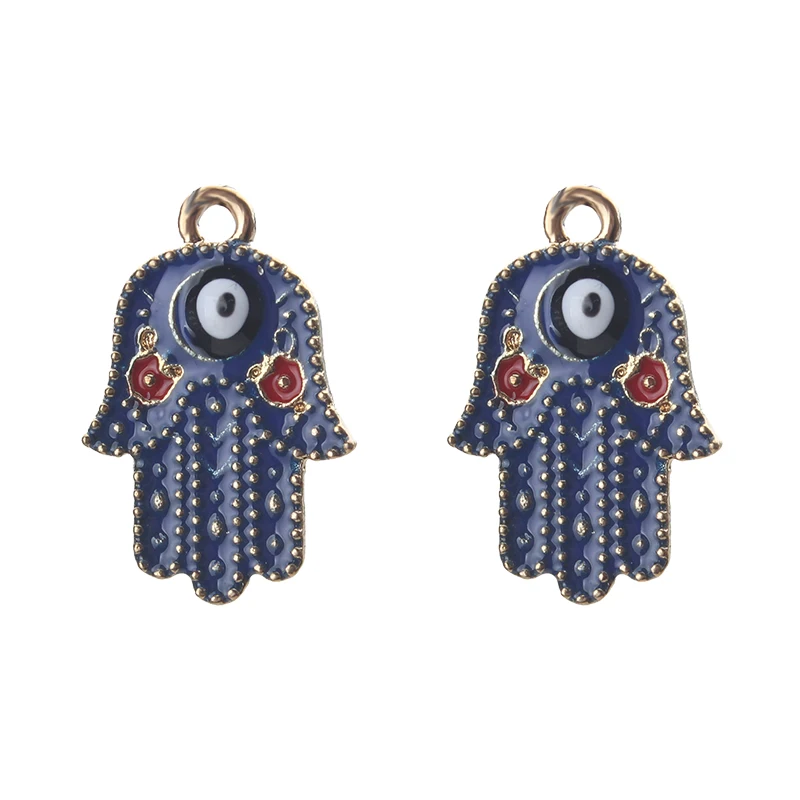 2 шт./лот синий/темно синий сплав Хамса рука сглаза шармы рельефный кулон ожерелье