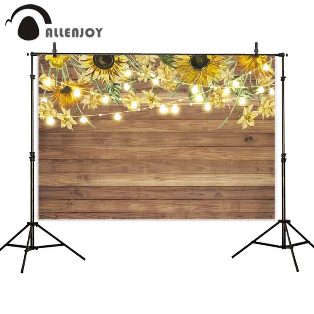 Allenjoy фоны для фотосъемки с коричневым деревянным светом подсолнухи день