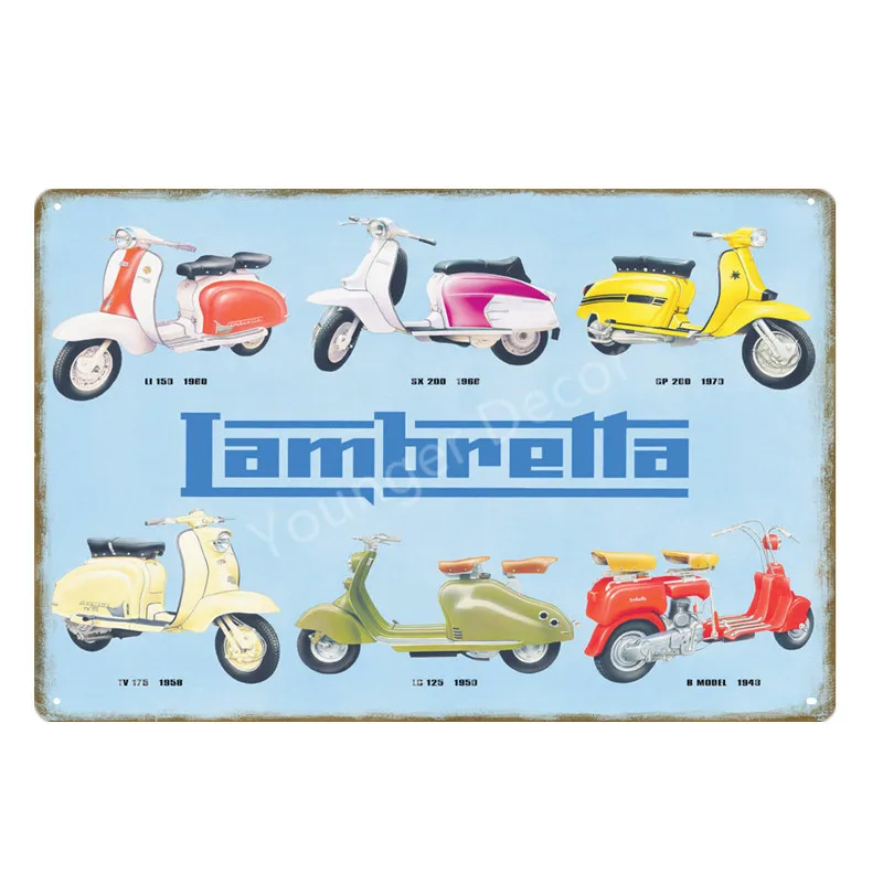 YD0356 Классика Lambretta электромобиль металлический плакат лучшие электромобили знаки стены искусства табличка автомобиль гараж салон магазин домашний декор YD016 - Цвет: YD0356