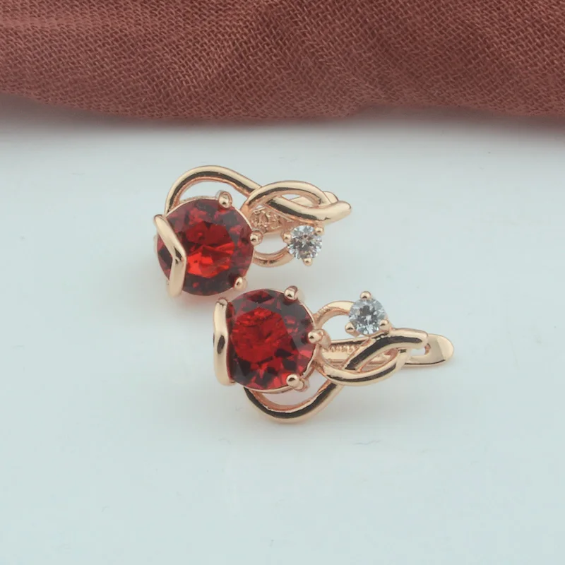 FJ New Women White Crystal Drop Earrings 585 Red Stone Twisted Dangle | Украшения и аксессуары