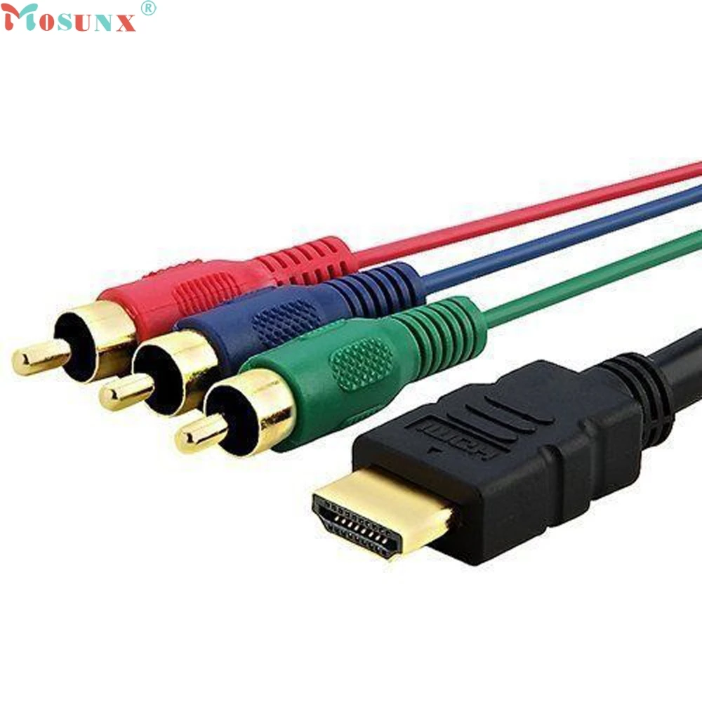 Mosunx Factory Price US 5Ft HDMI To 3 RCA Video Audio AV Component Converter Adapter Cable For HDTV 0217 Drop Shipping|adapter cable|converter