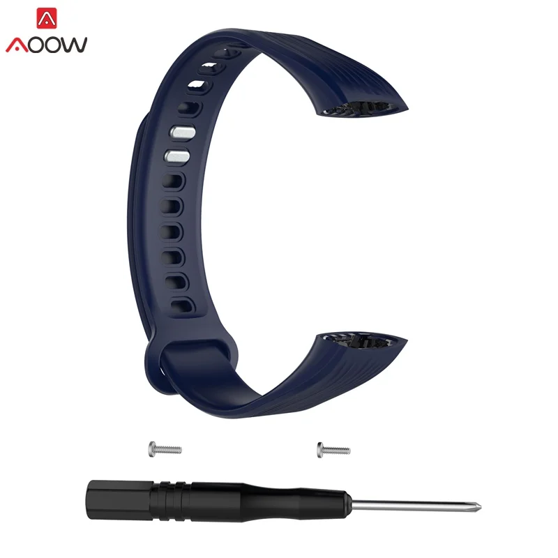 dark blue AOOW ремешок для часов Ремешок для huawei Honor Band 3 замена силиконовый черный синий спортивный браслет ремешок с инструментами - Цвет ремешка: dark blue