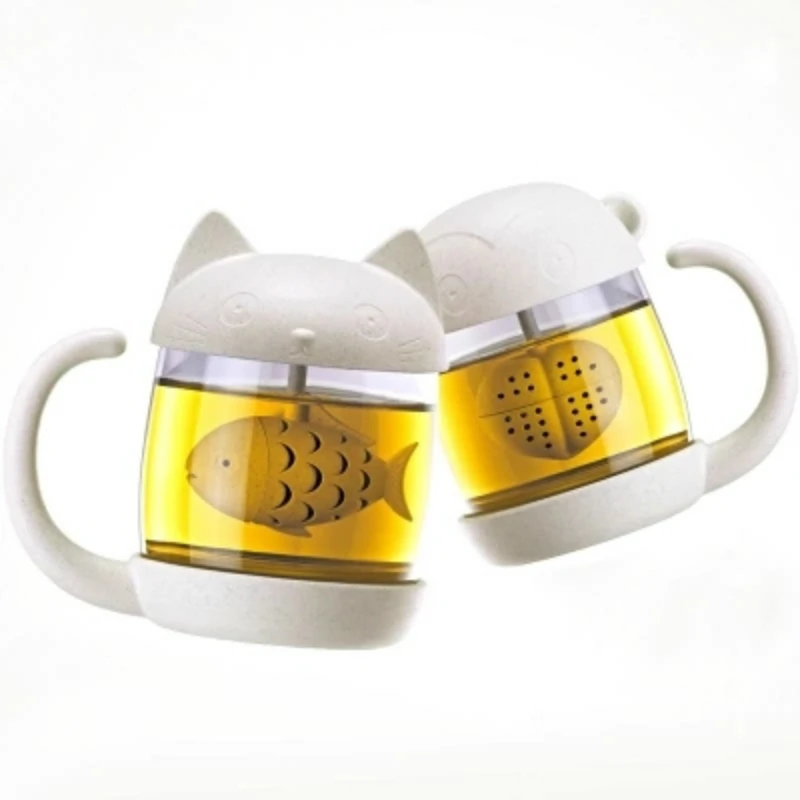 3D милый кот кружка ситечко для чая стеклянная личность молоко с Infuser изолировать