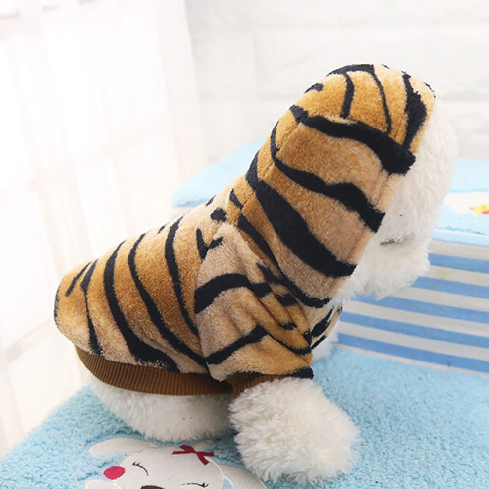 TINGHAO Pet Hoodie Coat Dog Jacket Puppy Tiger Stripes Shirt Winter Clothing Apparel | Дом и сад