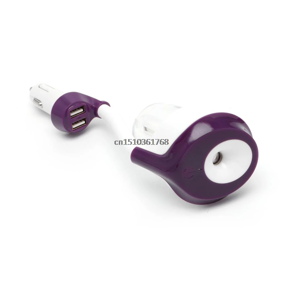 Purple Color Прочный Мини Автомобильный увлажнитель воздуха, масло, Арома Туман, диффузор, очиститель, 2 порта usb# Y05# C05 - Цвет: Purple Color