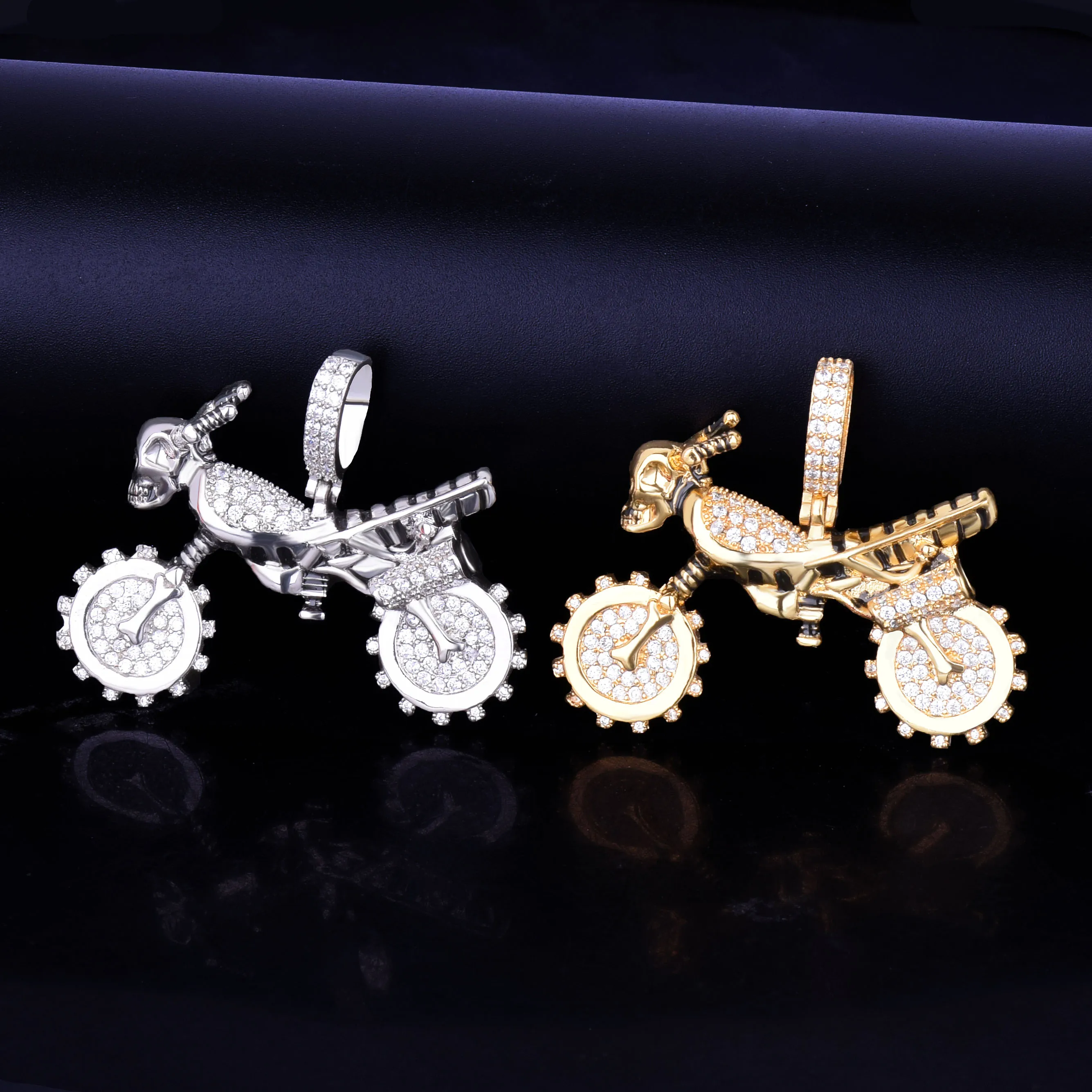 Скелет мотоциклетной езды кулон ожерелье в стиле хип-хоп рок ювелирные изделия |