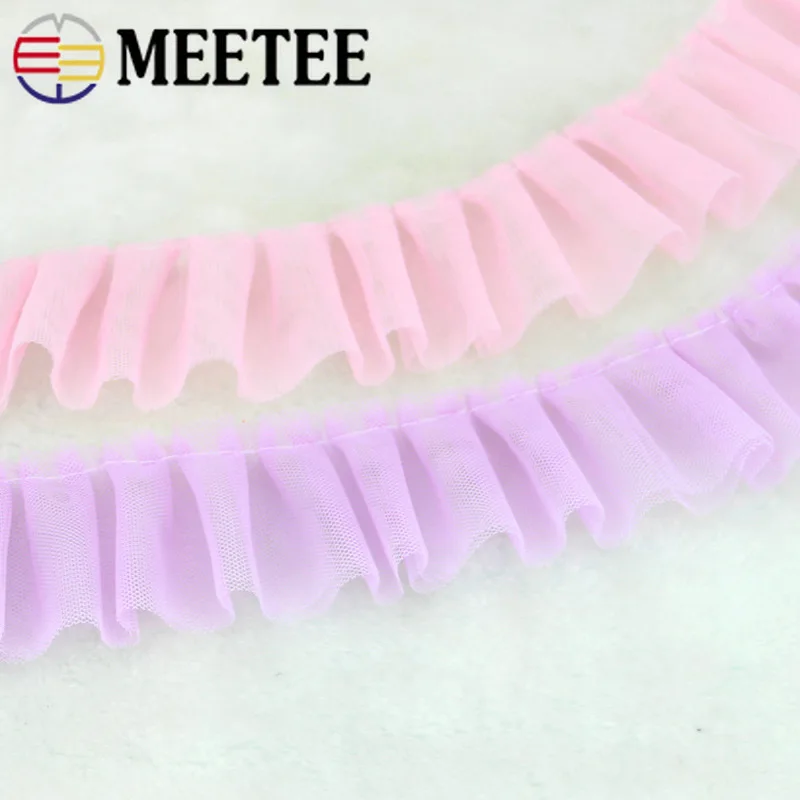 10 ярдов/ширина 5 см плиссированные гофрированные двойные марлевые кружева для DIY