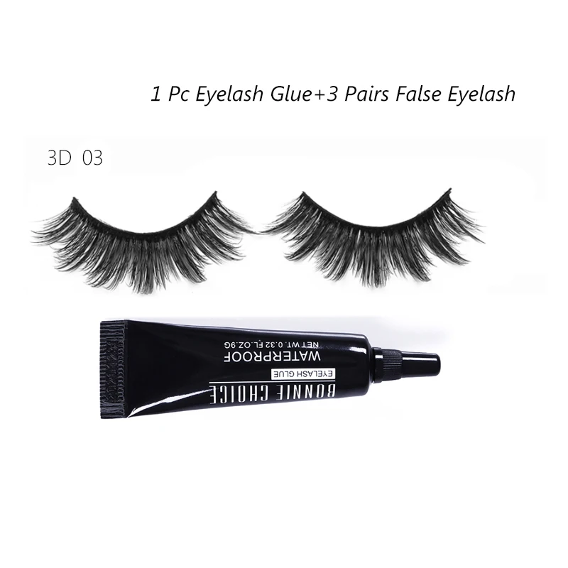 4 set Bonnie Choice естественные Ложные ресницы 3 пар/компл. 3D норковые ресницы ручной работы многоразовые ресницы популярного накладные клей для ресниц комплект - Цвет: 4 set