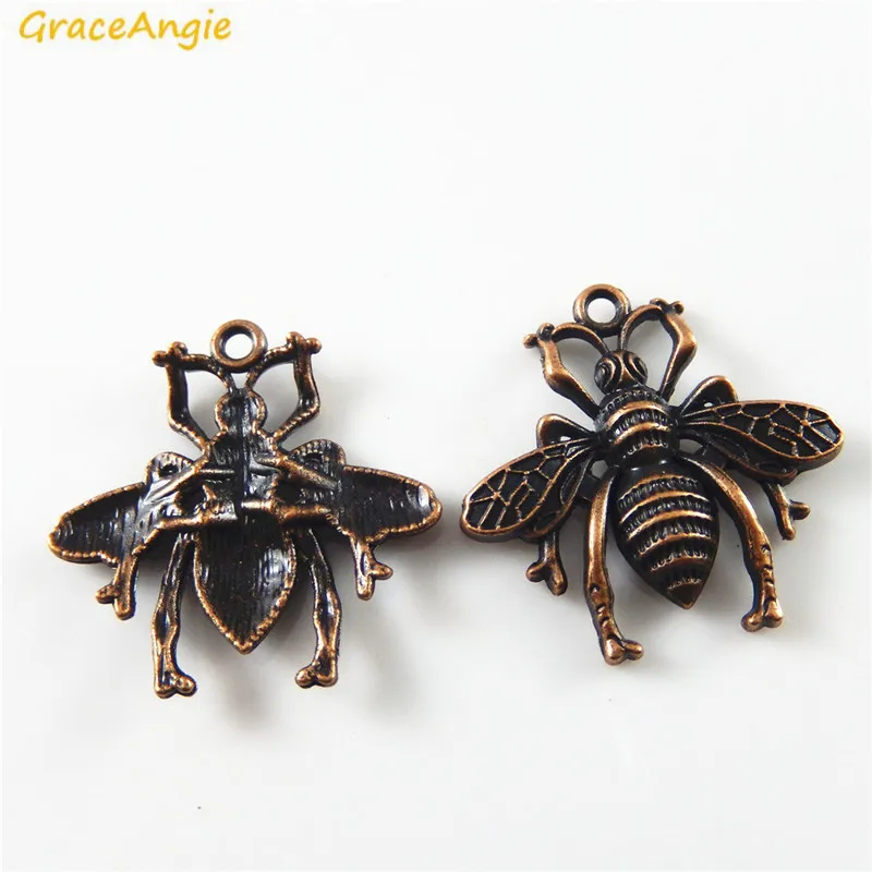 GraceAngie 30 шт. оптовая продажа яркие медные пчелы кулон медный тон сплав очарование