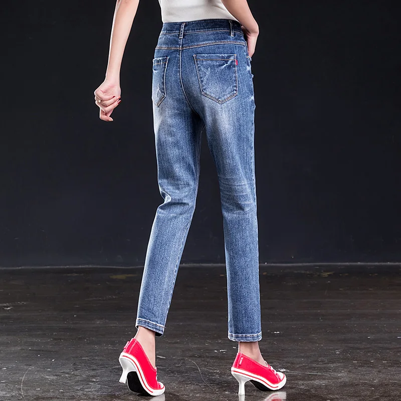 Женские обтягивающие джинсы boyfriend denim anlke длинные штаны с бахромой сексуальные