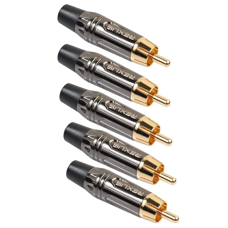 REXLIS DIY 5 шт./лот Золотая змея RCA штекер HIFI ламинированный Золотой аудио кабель