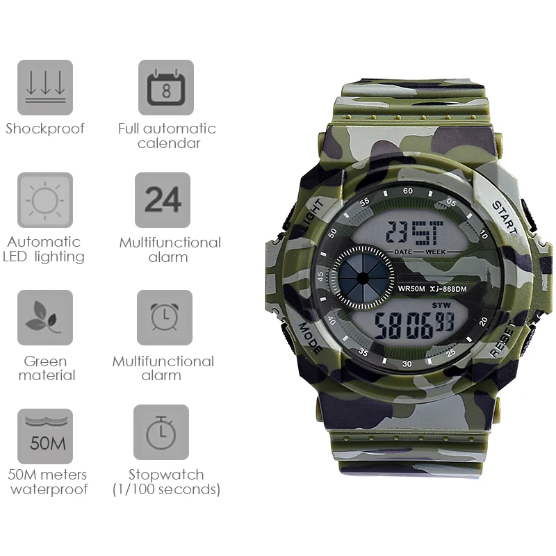 2018 дропшиппинг военный армейский Спорт Часы Электронные Автоматические Мужские