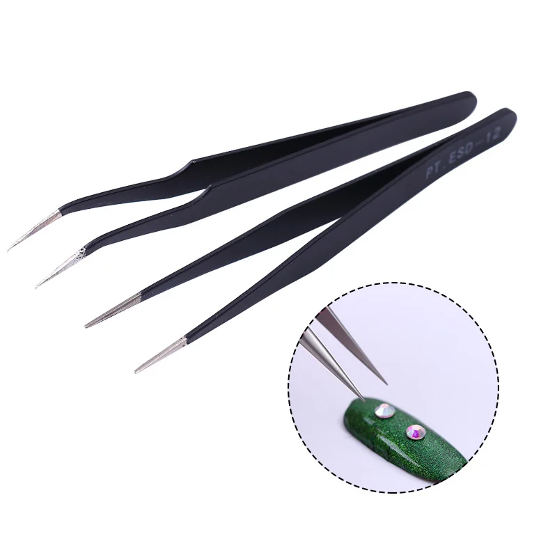 2 шт. прямые и изогнутые пинцеты для дизайна ногтей накладные ресницы пинцет