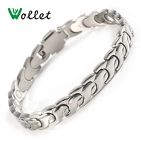 wollet jewelry stainless steel magnetic bracelet bangle for women men magnets infrared ion magnets no plating health care silver