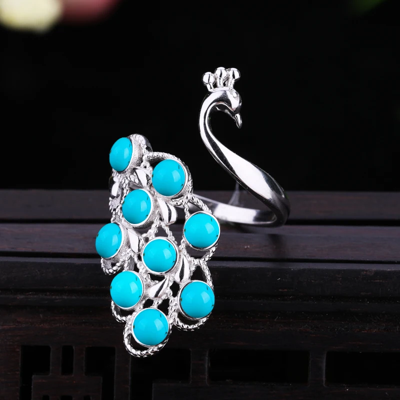 S925 Sterling Silver Color 3MM Ring Blank Empty Tray Inlaid Beeswax Turquoise 8 Stone Live Female Ring Setting