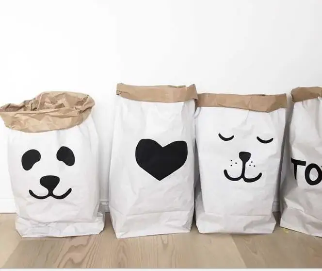 Сумка для хранения из крафт бумаги в скандинавском стиле детские игрушки