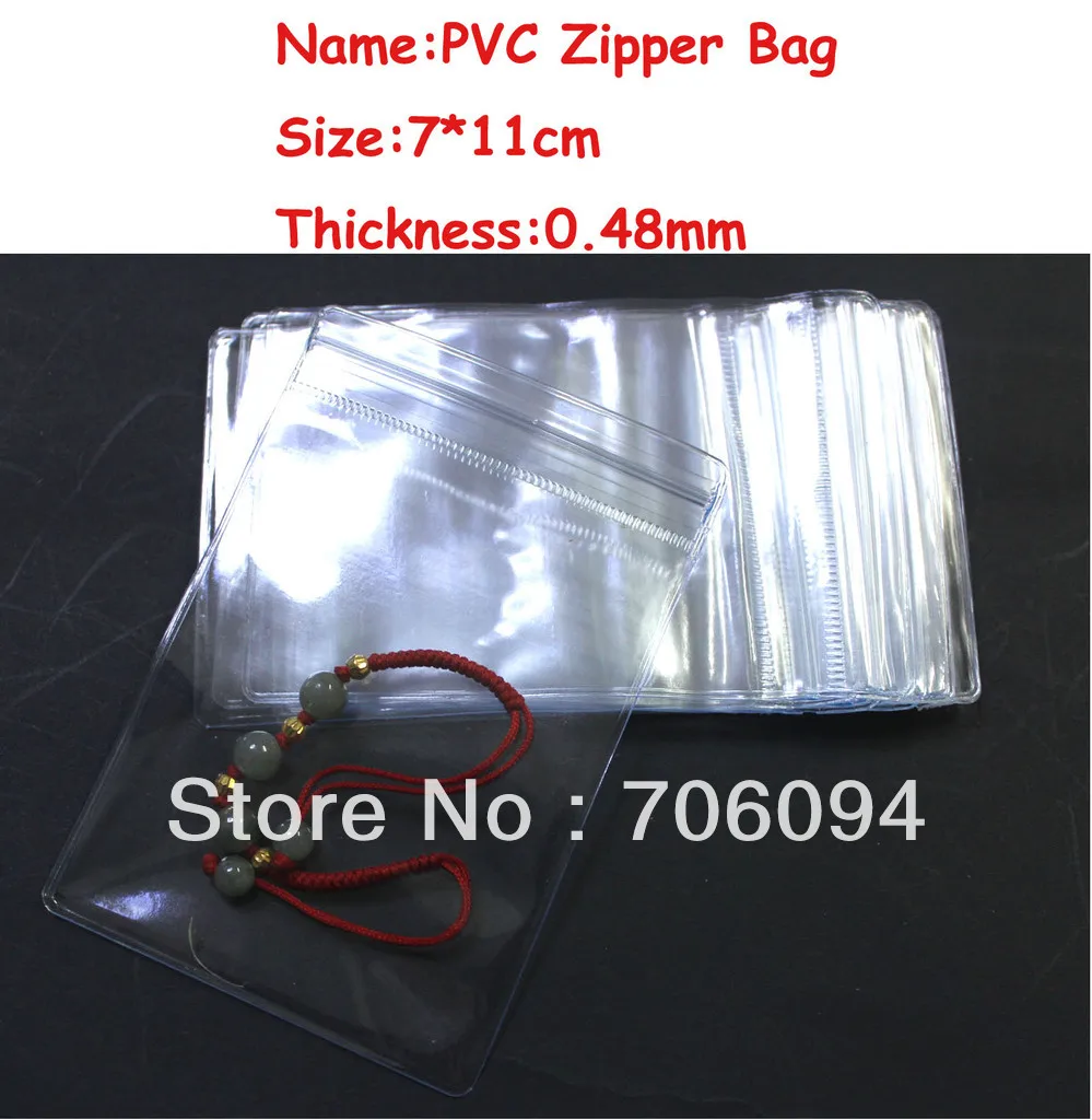 

100PCS 7*11cm PVC Transparent plastic bags,PVC Zipper Plastic bag,Jewerly/Gift sealing bag,Thickness:0.48mm,Free Shipping